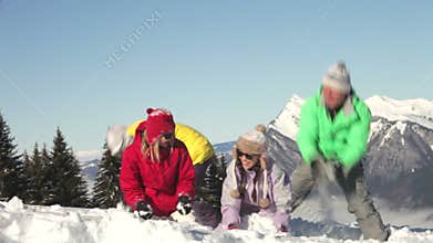 Teenage family with mother and