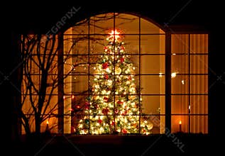 Welcome Home Christmas Tree in Window