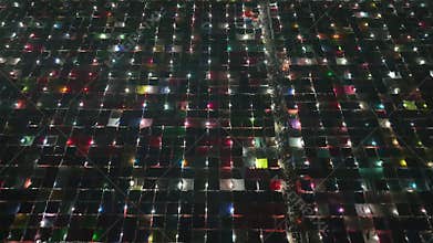 Aerial view of colorful tents of global Muslims congregation in Tongi, Dhaka, Bangladesh.