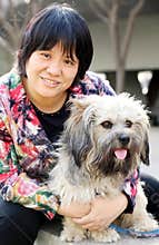 Pet dog with its owner