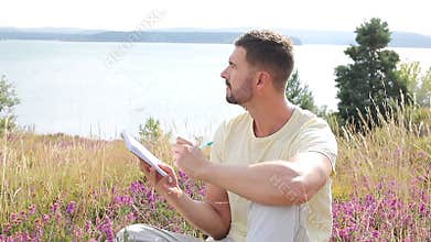 Author writing around inspiring nature
