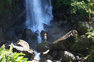 Tropical waterfall Dominica falls