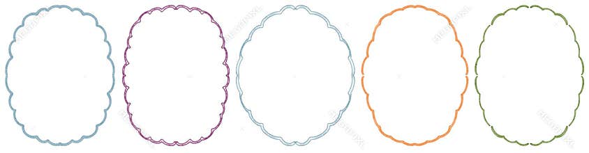 Oval Hand Drawn Frame Set With Decorative Borders