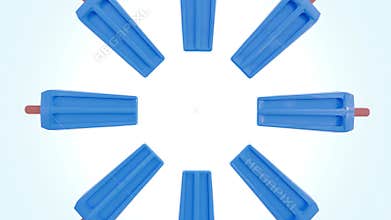 A 3d animation of vibrantly colored popsicles.