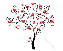 Valentine's Day Hearts on Tree Clip Art