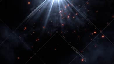 Explosive Energy with Bright Sparks and Fiery Flames on a Dark Background