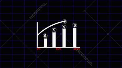 Financial Growth Chart Showing Increasing Returns at Diminishing Rate with a Black Grid Background Indicating Stability