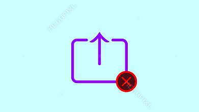 Purple upload icon with red cancel symbol on light blue background
