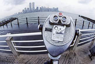 New York City Skyline with binocular viewer