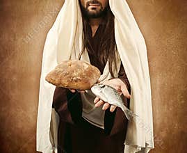 Jesus gives bread and fish