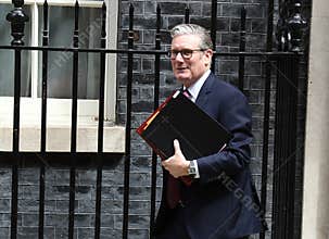 Keir Starmer leaves Downing Street.