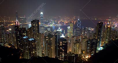 Hong Kong Island Skyline at night from the Peak