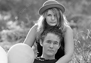 hot young woman & man romantic couple