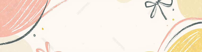 Bows and ribbon borders, hand-drawn for printed media decoration. Vintage retro frames for greeting cards, wedding and