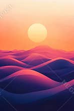 A large sun is in the sky above a large body of water