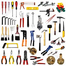 Tools on white background