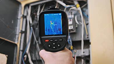 Thermal Camera Inspecting Open Electrical Box