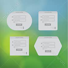 Four vector login forms. Basic login forms. Atractive shapes and