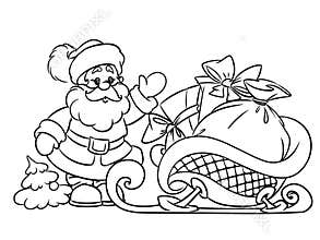 Coloring pages Santa Claus and Christmas gifts