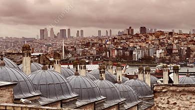 Historical Istanbul Cityscape Featuring Galata Tower and Urban Landscape by the Bosphorus