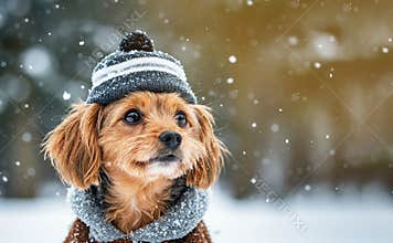 Small Dog Enjoying a Snowy Day
