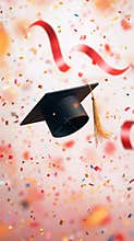 Young people wear gown, cap happy on graduation ceremony day. Graduation gown white background, graduation tassel diploma degree