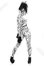 Nude Woman Body Painted as a Zebra