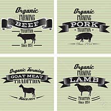 Icons pig, cow, sheep, goat