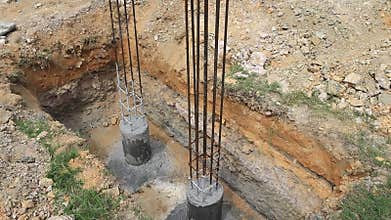 Casting concrete columns at the actual work site