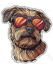 Dog wearing sunglases. T Shirt design sticker style. Isolated on white. Ai Generative