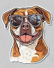 Dog wearing sunglases. T Shirt design sticker style. Isolated on white. Ai Generative
