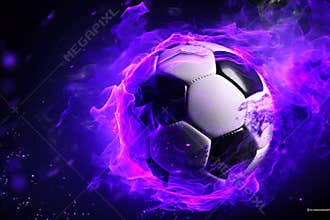 A fast-moving soccer ball leaves a trail of fire behind it