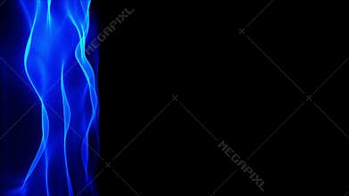 Abstract waving blue background, blurred motion effect on black background