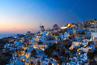 Santorini Oia in evening