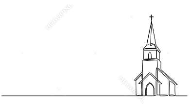 animated single line drawing of a church building
