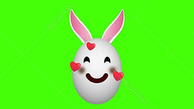 lovely and blushing facial expression easter bunny animation on green screen