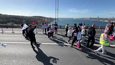 Athletes running in 45. Istanbul marathon which includes two continents in one race.