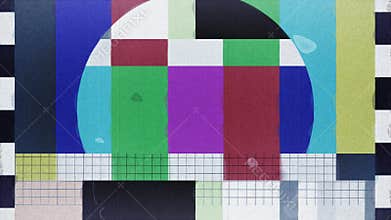 TV Test, noise, jitter and start transmission, loop, stock footage