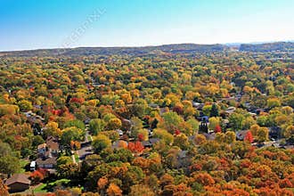 Autumn aerial residential Eau Claire Wisconsin