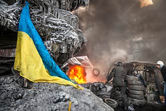 KIEV, UKRAINE - January 25, 2014: Mass anti-government protests