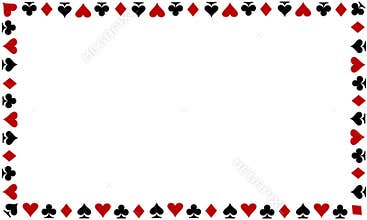Playing cards border on white background