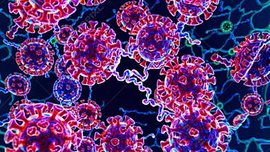 Microscopic Viral Particles Cluster Spreading Contagion Concept Science