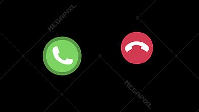 Simple animation of the buttons to accept or cancel a call. Round buttons in green and red