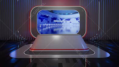 3D Virtual TV Studio News, Backdrop For TV Shows .TV On Wall.3D Virtual News Studio Background