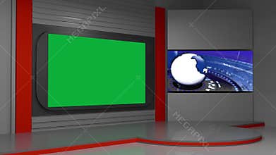 3D Virtual TV Studio News, Backdrop For TV Shows .TV On Wall.3D Virtual News Studio Background