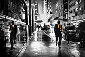 Manhattan street by night New York NYC