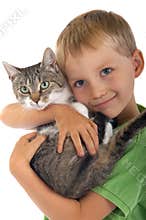 Young boy with cat