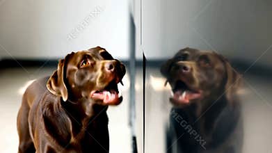 Two Basset Hound dogs alert curious side view portrait canine friends pets stock footage Generative AI