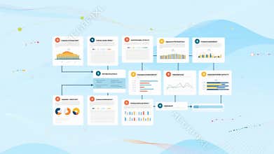 Digital mind map workflow diagram organization chart planning strategy blue stock footage Generative AI