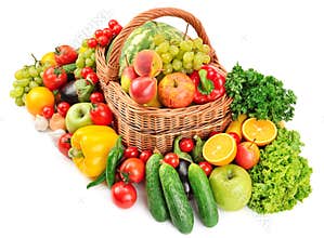Fruit and vegetable in basket